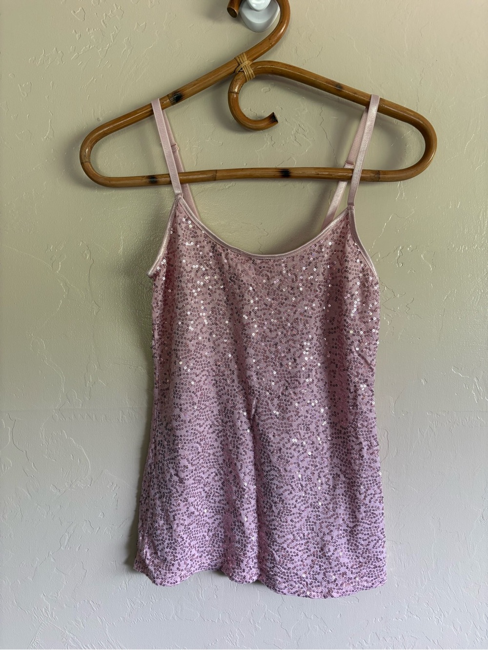 Heart Hips Baby Light Pink Sequin Cami Camisole Tank Top Size Medium Y2K 2000s